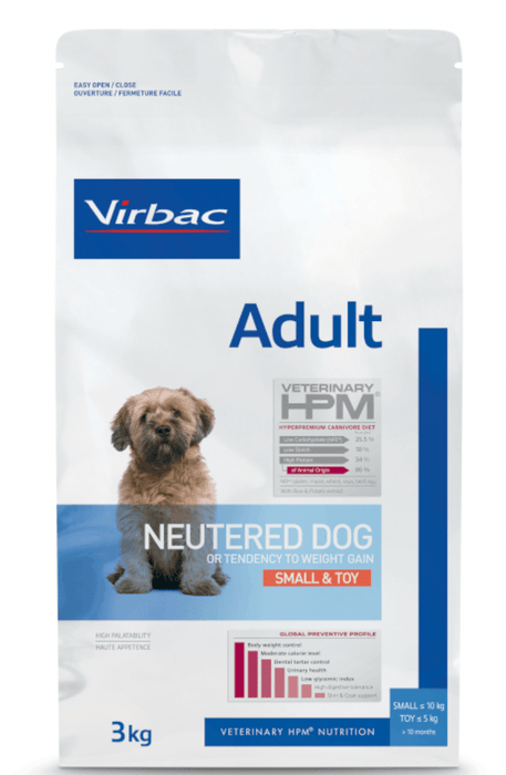 VIRBAC Veterinary HPM Adult Neutered Small & Toy Ração seca para cães pequenos castrados - PetDoctors - Loja Online
