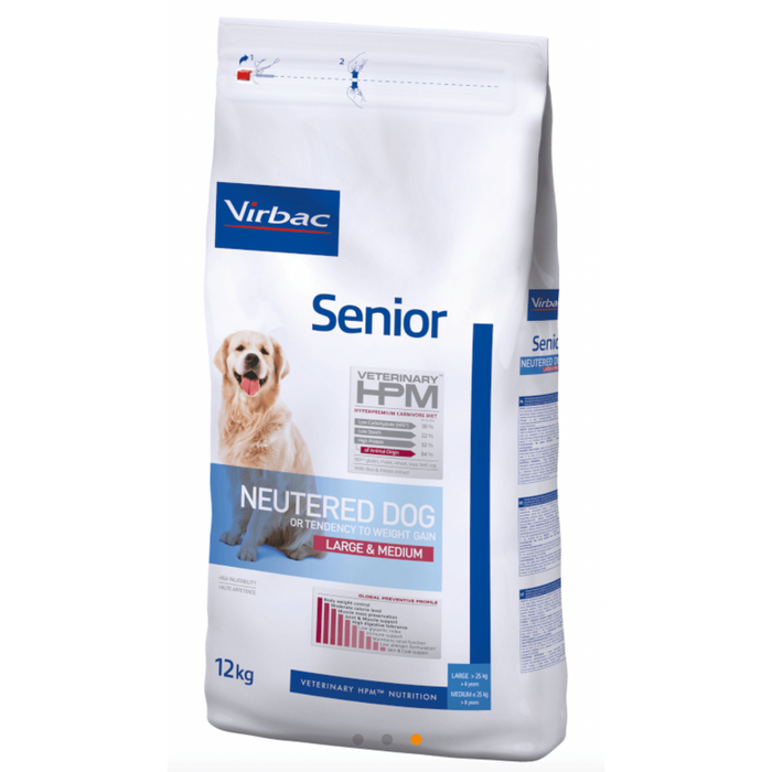 VIRBAC Veterinary HPM SENIOR DOG Neutered Large & Medium Ração seca para Cão esterilizado ou com excesso de peso - Saco com 12 Quilos - PetDoctors - Loja Online
