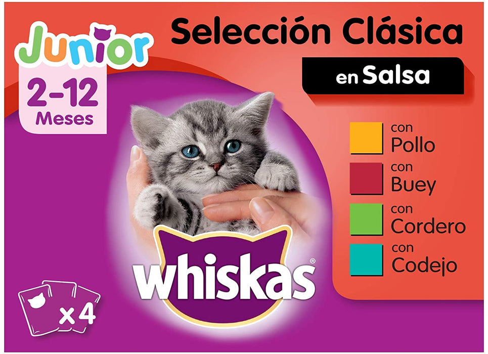 Whiskas Comida Húmida para Gatos Selecção Júnior - Carnes em Gelatina, Multipack - PetDoctors - Loja Online